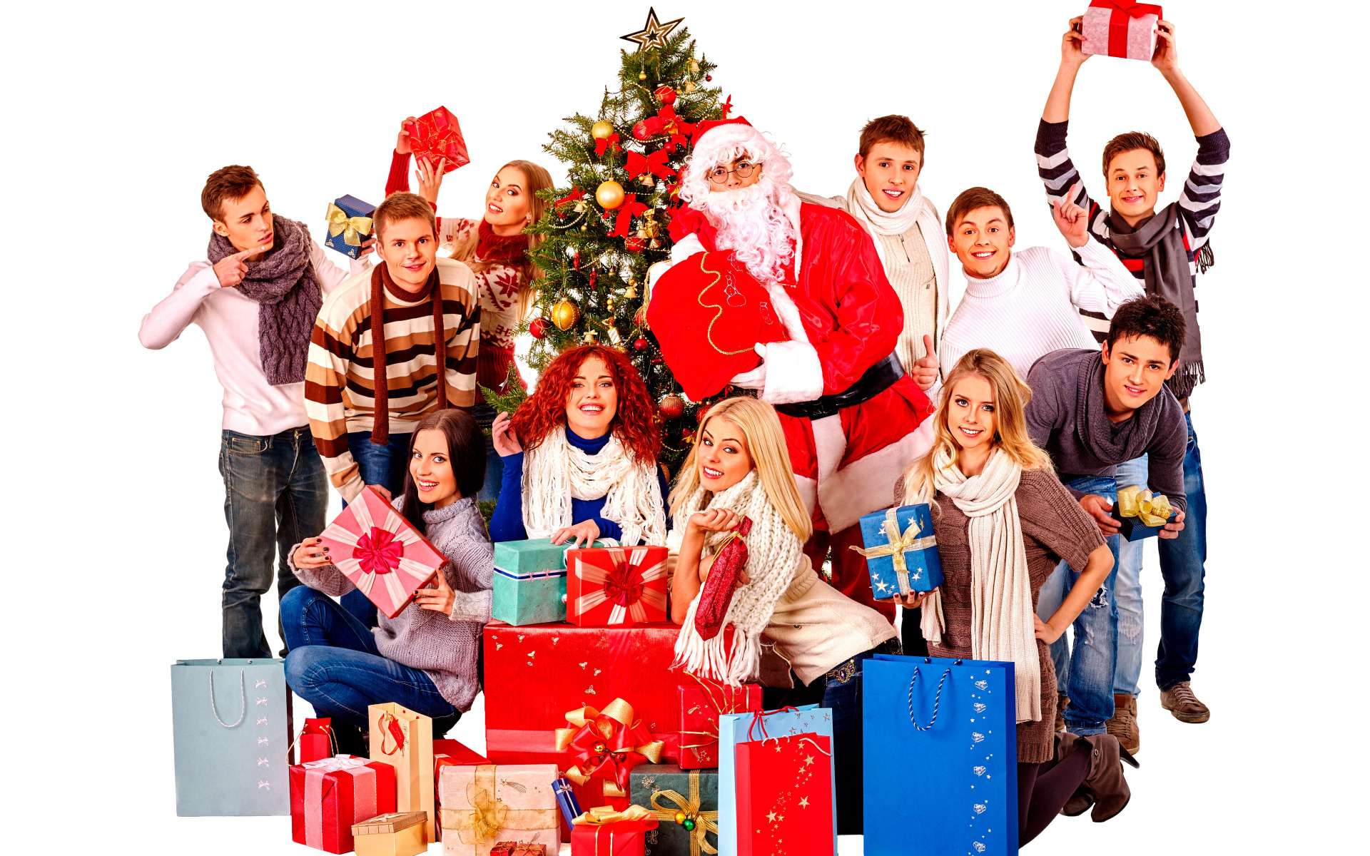 люди, девушки, настроение, праздник, шапка, игрушки, очки, Рождество, подар...