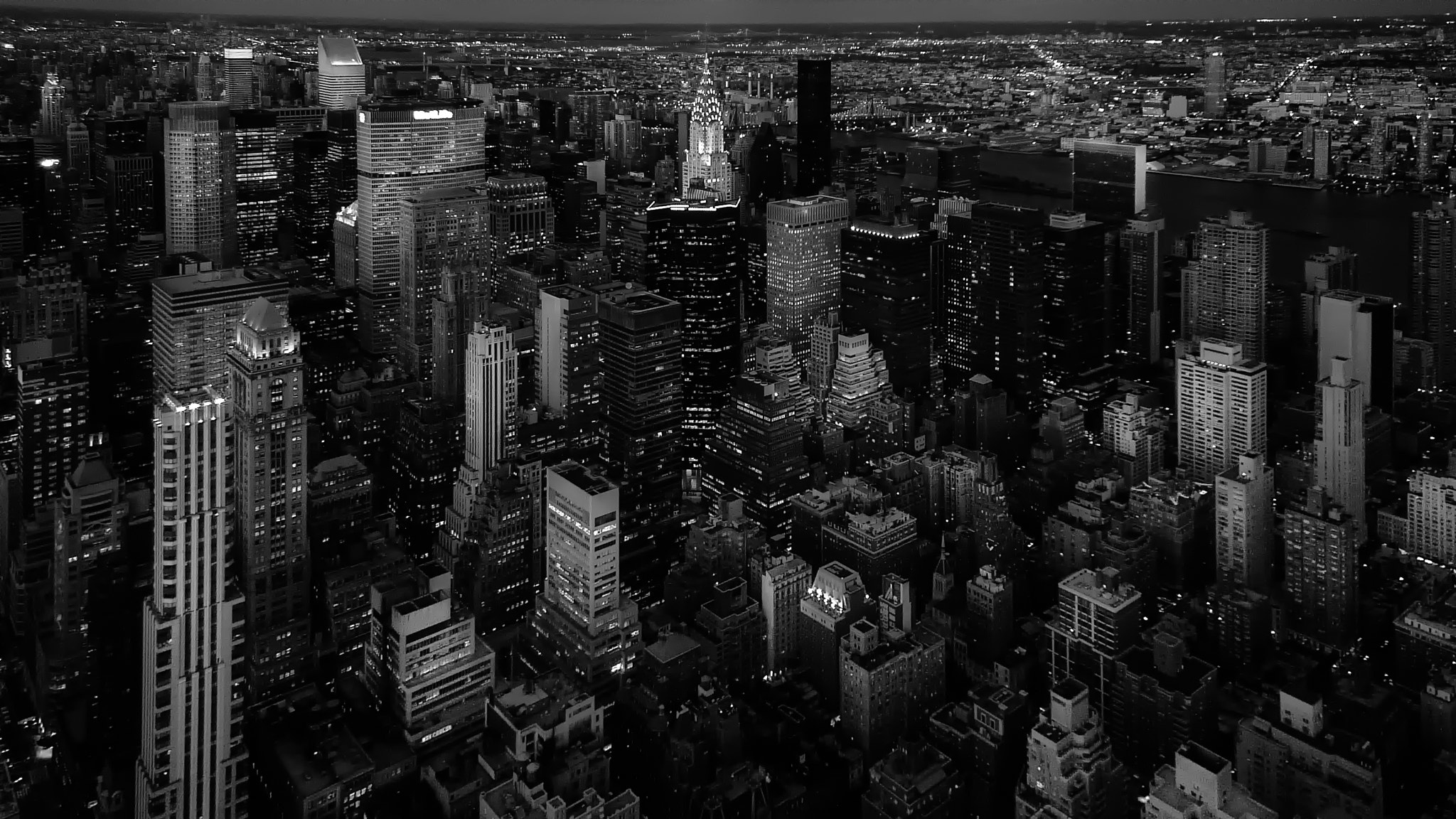 Скачать обои город, здания, США, Нью - Йорк, чёрно - белое фото, раздел гор...