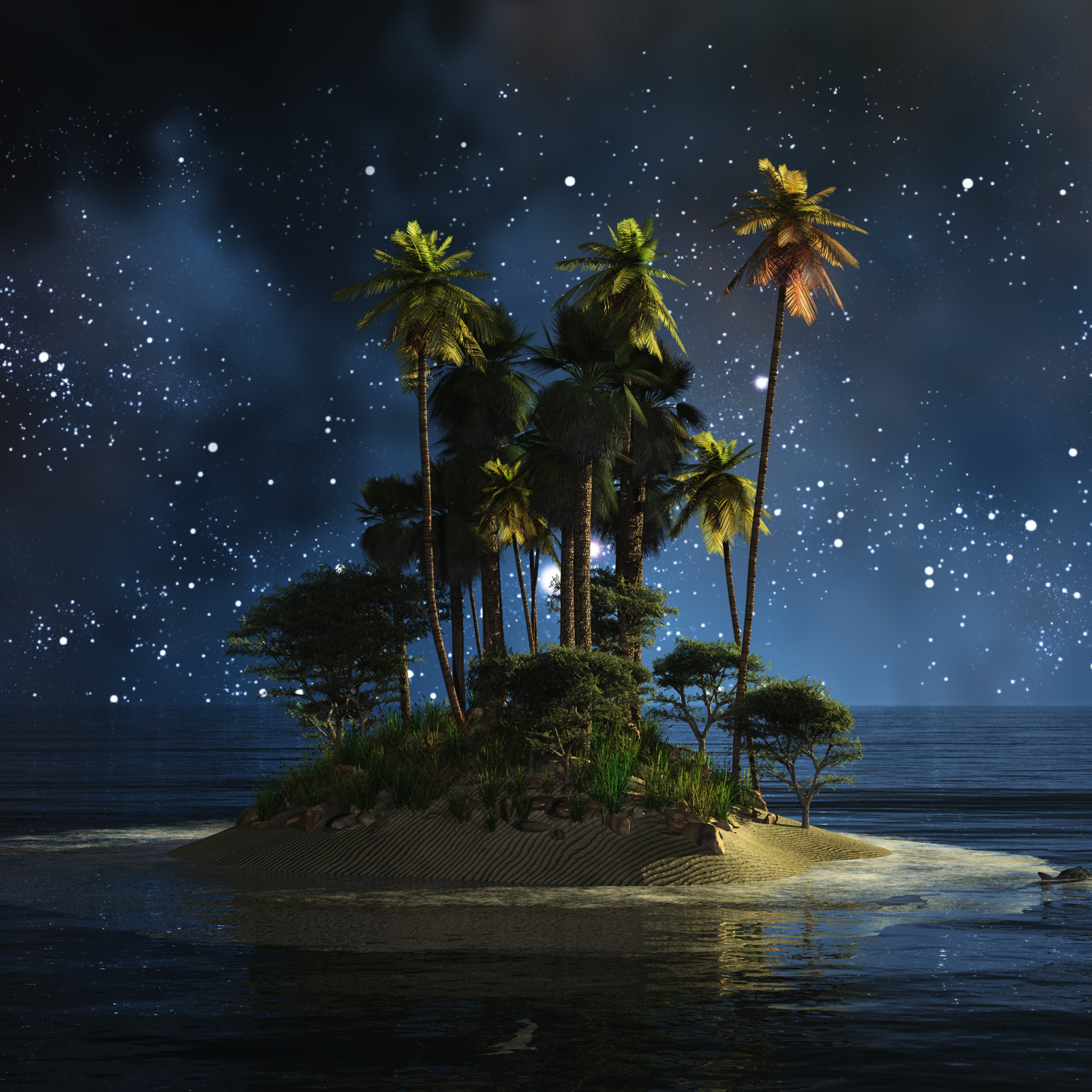 Остров в море ночью