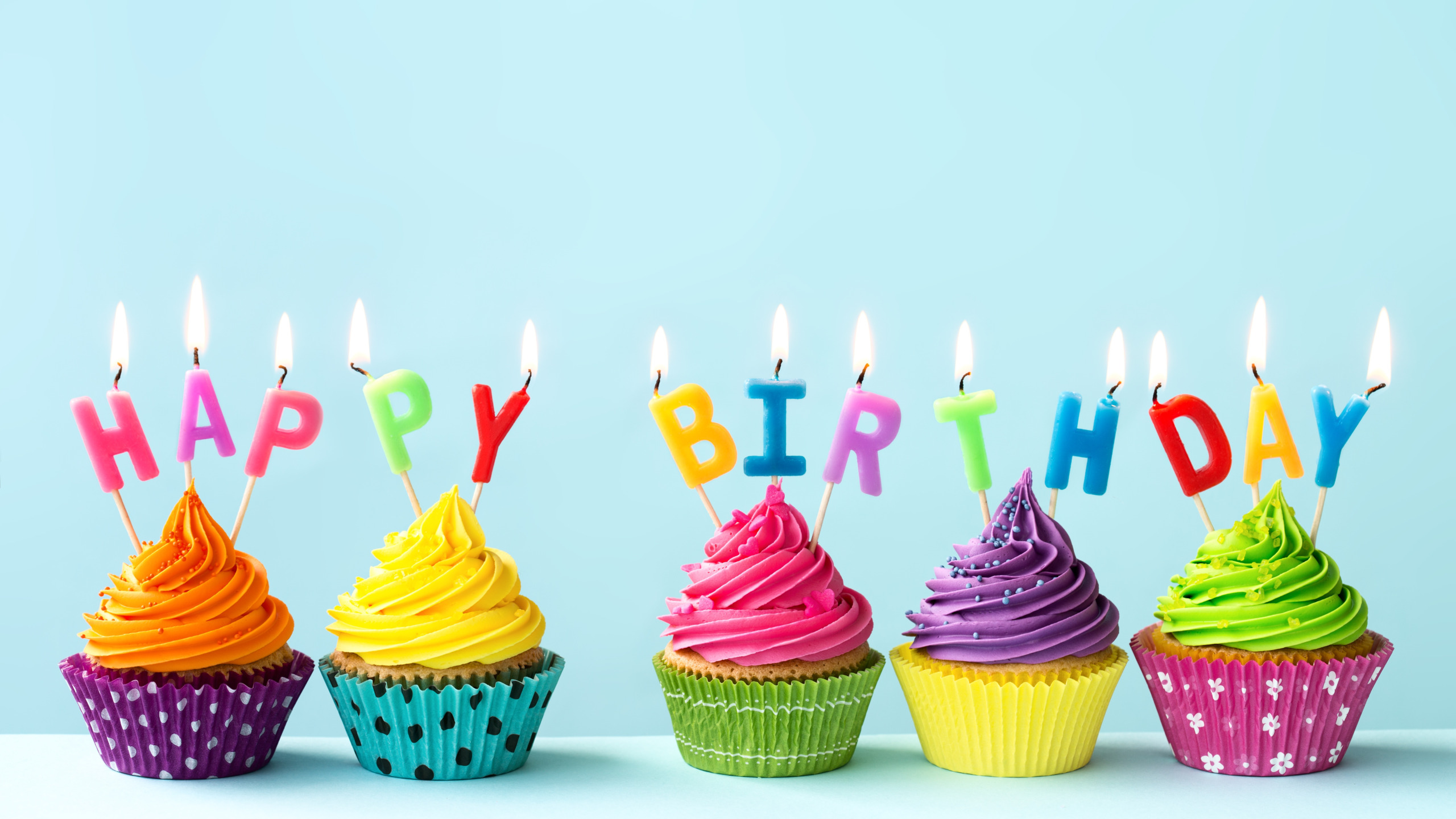 rainbow, cake, крем, Happy Birthday, colours, cupcake, celebration, кексы, ...