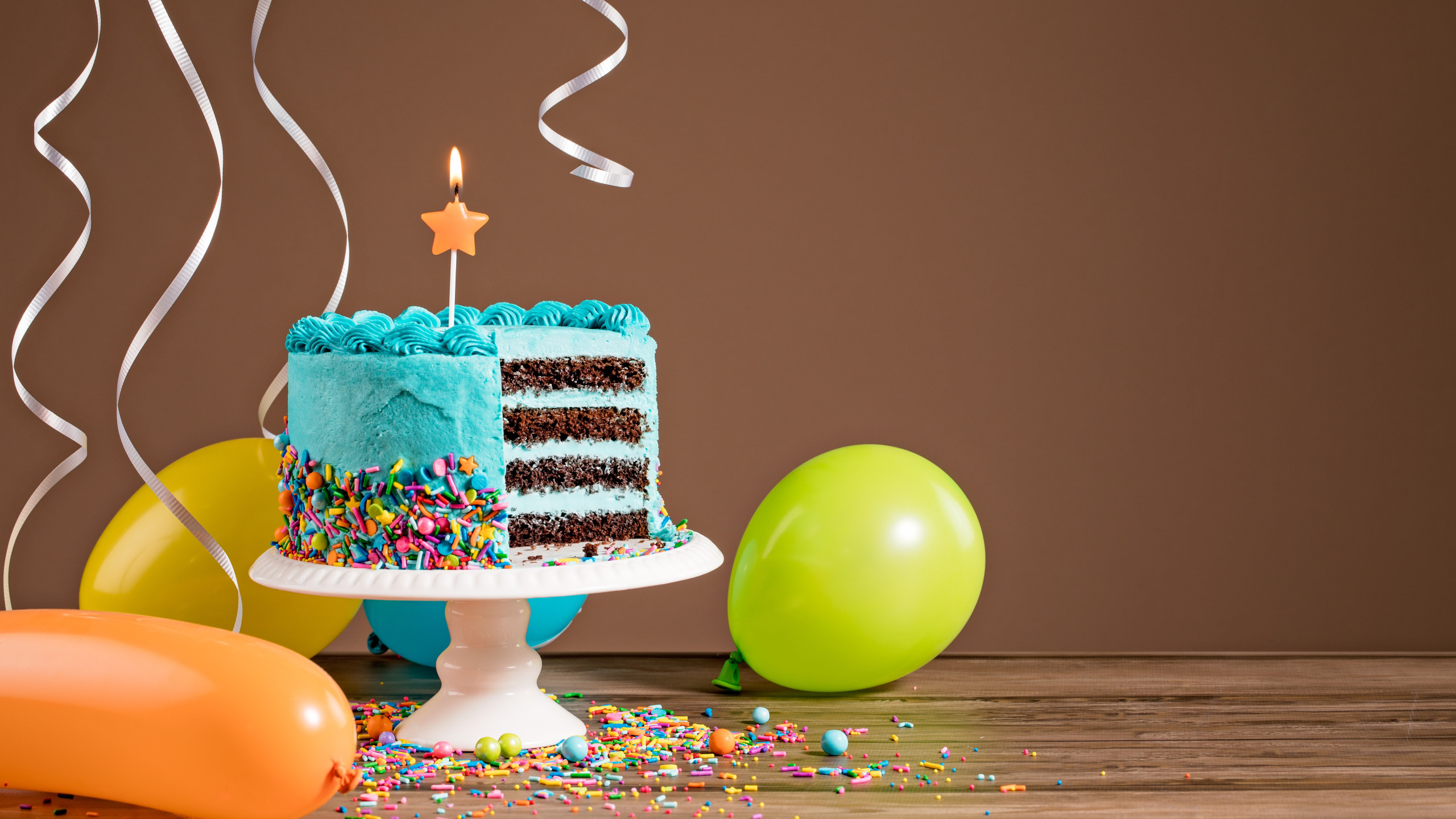 Обои для рабочего стола. воздушные шары, день рождения, colorful, торт, cak...