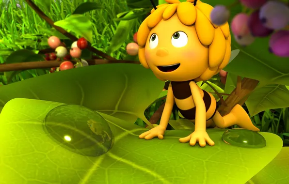 Картинка leaf, animated film, konoha, bee, animated movie, Maya the Bee, Maya the Bee Movie