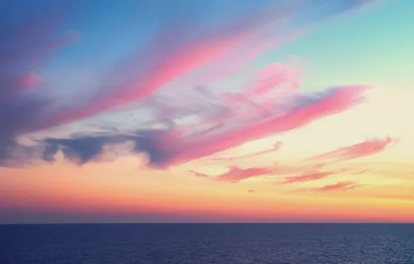 Картинка twilight, seascape, dusk, horizon, pink clouds