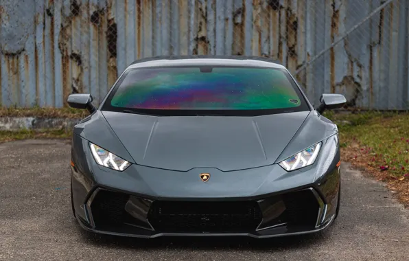 Картинка Lamborghini, Predator, Front, Gray, Huracan, Sight, LED