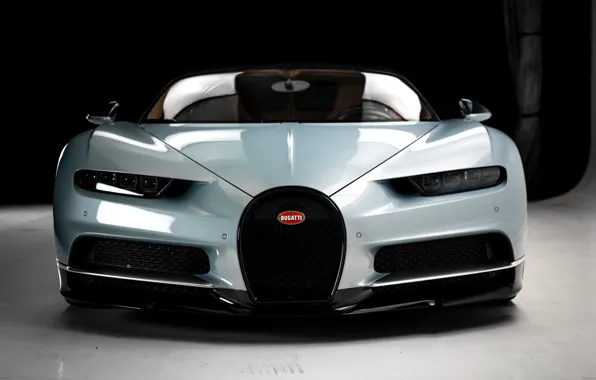Картинка Bugatti, Front, Silver, VAG, Aerodynamic, Chiron