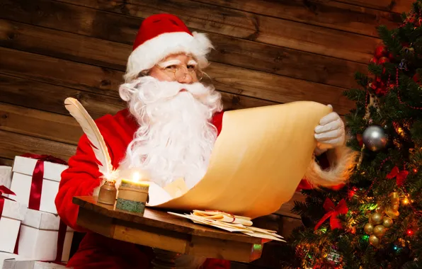 Картинка письмо, праздник, елка, новый год, подарки, дед Мороз
