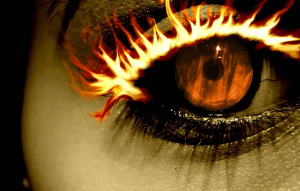 Картинка fire, orange, Eye, eyelash