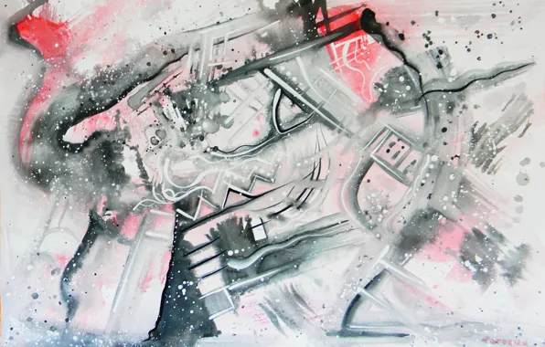 Картинка красный, серый, чёрный, Рисунки, Абстракционизм, Лена Роговая, 2010-2012гг