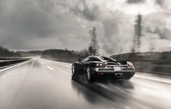 Картинка дорога, дождь, скорость, Koenigsegg, суперкар, supercar, CCXR