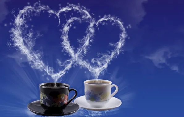 Картинка чай, сердце, кофе, пар, чашка, сердечко, День Святого Валентина