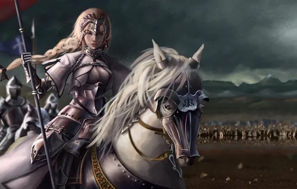 Картинка девушка, лошадь, аниме, воин, арт, Fate/Grand Order, Судьба/великая Кампания