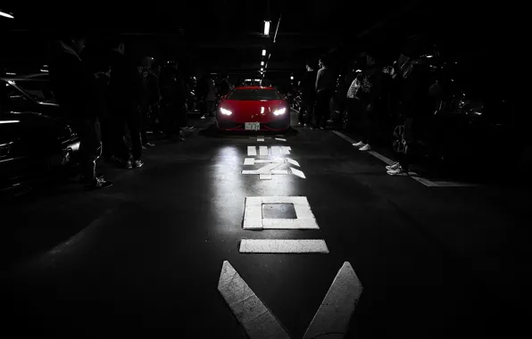 Картинка black & white, Lamborghini, red, tokyo, Huracan, пипл