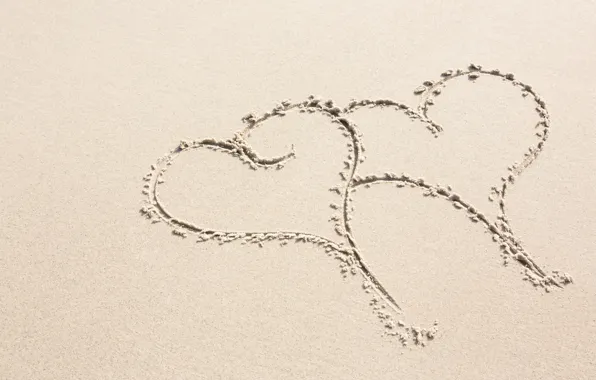 Картинка песок, пляж, праздник, сердечки, день влюбленных