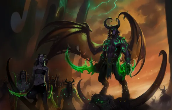 Картинка World of Warcraft, Warcraft, wow, art, night elf, legion, illidan stormrage