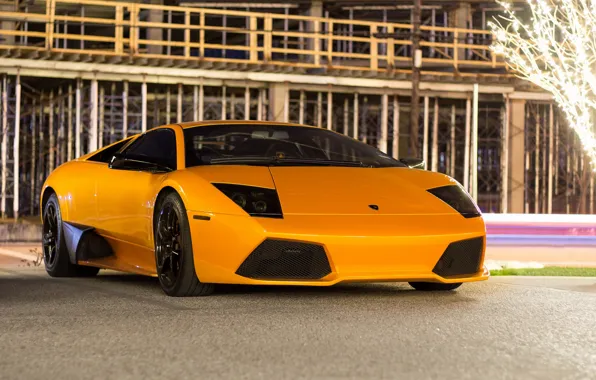 Картинка Lamborghini, Light, Night, Murcielago, Yellow