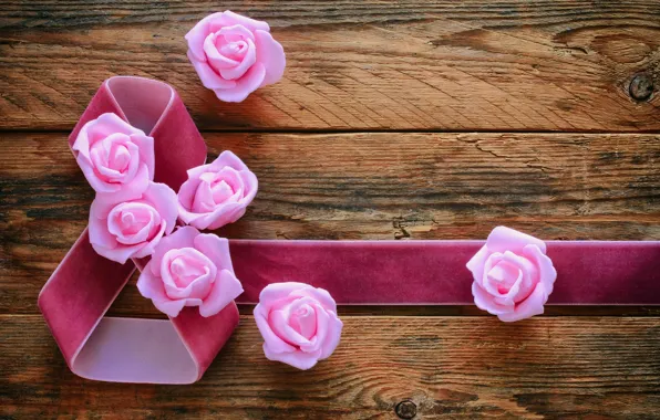 Картинка розы, 8 марта, wood, pink, flowers, romantic, gift, roses