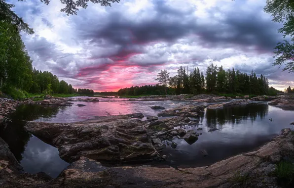 Картинка лес, лето, река, Финляндия