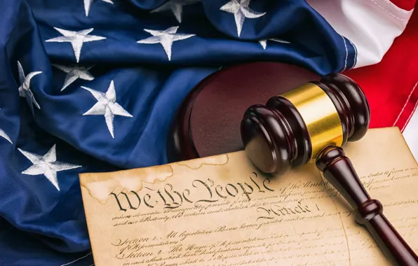 Картинка United States, flag, hammer, constitution