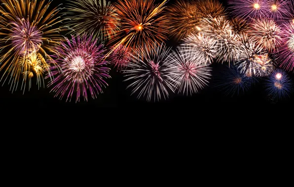 Картинка салют, colorful, Новый Год, фейерверк, new year, happy, night, fireworks, 2017, holiday celebration