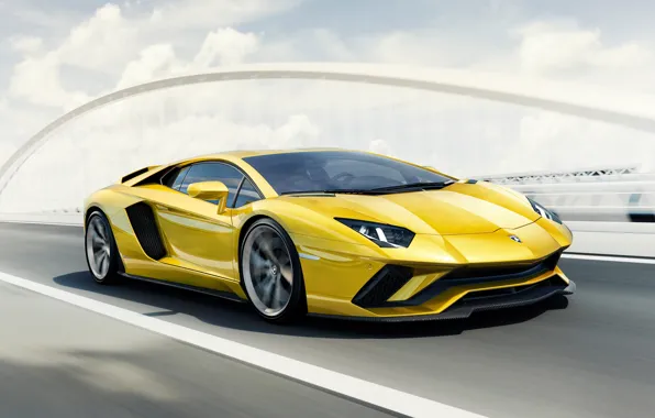 Картинка Car, Yellow, Super, 2017, Lamborghini Aventador S 4K