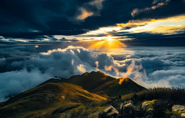 Картинка Sun, Mountain, View, Travel, Cloud, Rise