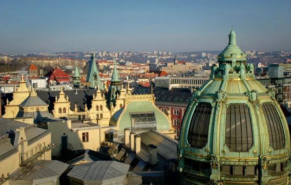 Картинка небо, city, город, фото, улица, вид, дома, Прага, Чехия, красиво, архитектура, путешествие, photo, улицы, Europe, …
