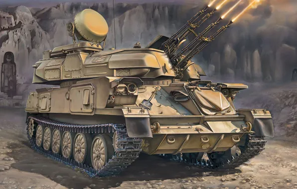 Картинка СССР, Шилка, ЗСУ-23-4, Афганская война, советская зенитная самоходная установка, 23-мм