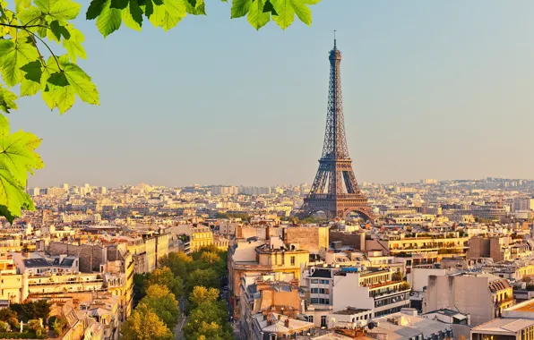 Картинка город, Париж, башня, Эйфелева башня, достопримечательность, tower, sunset, Eiffel