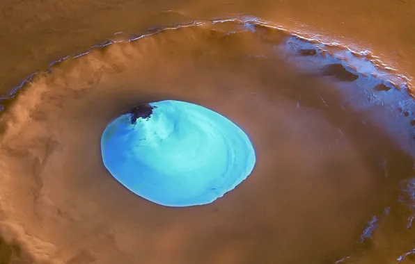 Картинка лед, кратер, Марс, NASA