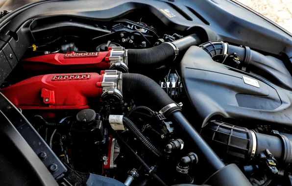 Картинка двигатель, Ferrari, 2018, Portofino, V8, 600 л.с., 3.9 л.