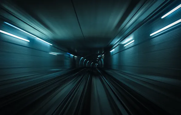 Картинка движение, метро, рельсы, поезд, скорость, размытие, тоннель, underground, подземка
