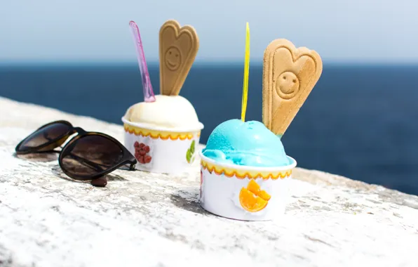 Картинка лето, печенье, мороженое, summer, десерт, sweets, dessert, ice cream, sunglasses