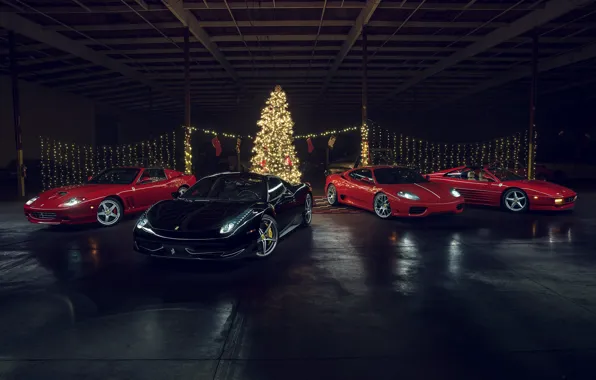 Картинка F430, Ferrari, Red, Christmas, Califonia, 458 Italia