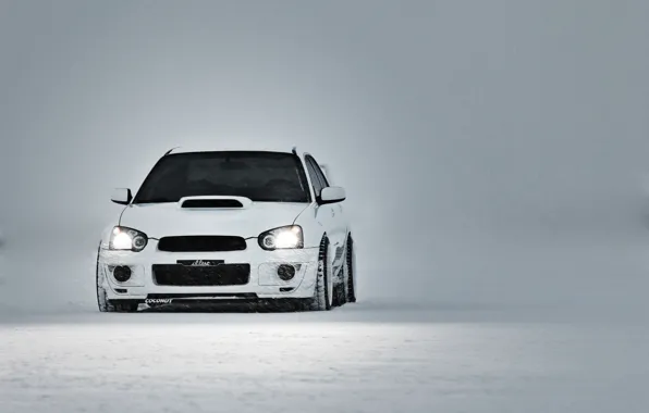 Картинка Subaru, Impreza, WRX, Winter, STI, White