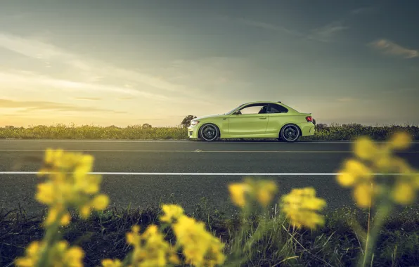 Картинка BMW, Car, Yellow, Side, 135i, Sport