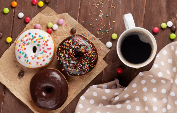 Картинка кофе, пончики, cup, coffee, donuts