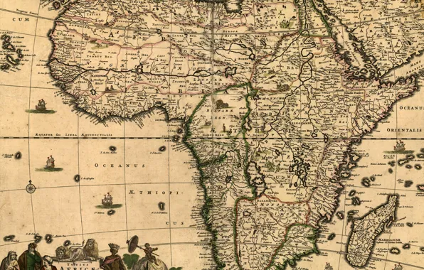 Картинка путешествия, карта, Африка, география, Фредерик де Вит, 1688