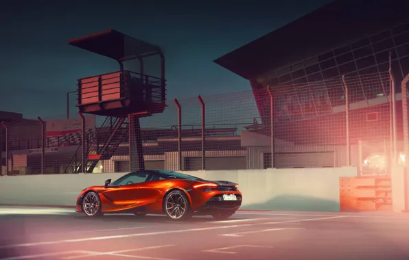 Картинка McLaren, Orange, Power, Supercar, Track, Rear, 570S