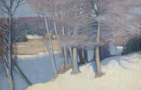 Картинка пейзаж, картина, Эдмунд Грисен, Деревья Зимой