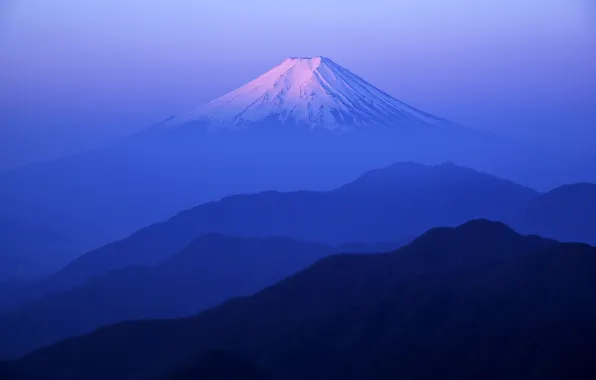 Картинка небо, вечер, утро, Япония, гора Фуджи, Фудзияма