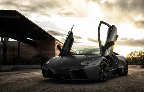 Картинка черный, Lamborghini, Reventon, суперкар, Black, ламборгини, ревентон