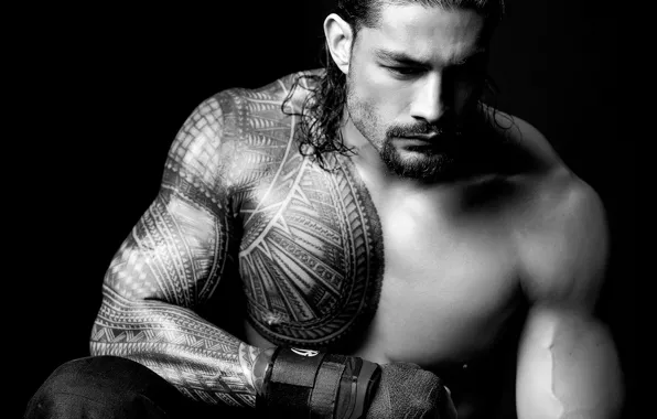 Картинка поза, тату, татуировка, перчатка, muscle, мышцы, рестлер, tattoo, WWE, атлет, bodybuilder, Roman Reigns, Ро́ман Ре́йнс