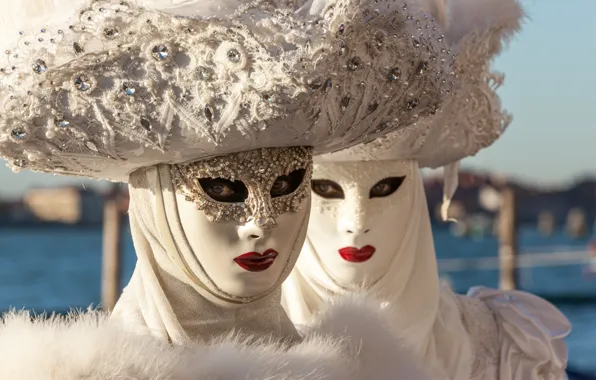 Картинка Венеция, карнавал, маски, шляпы, костюмы