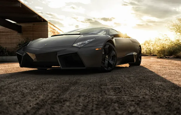 Картинка черный, Lamborghini, Reventon, суперкар, Black, ламборгини, ревентон