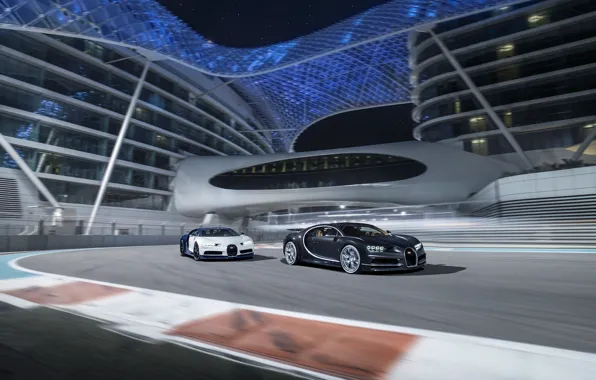Картинка Bugatti, Black, White, Abu Dhabi, UAE, VAG, Yas Marina Circuit, Chiron, F1 Track