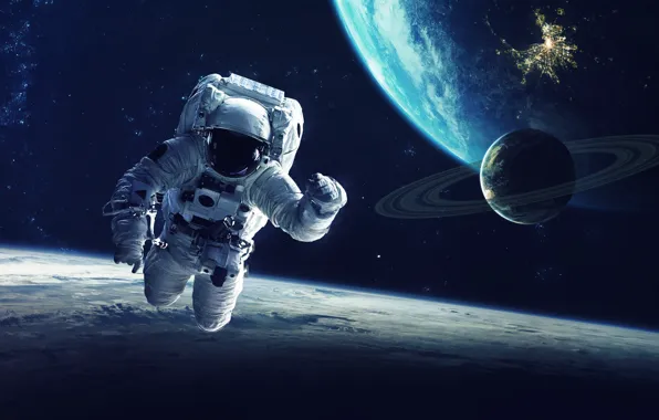 Картинка space, planet, protective clothing, Astronaut
