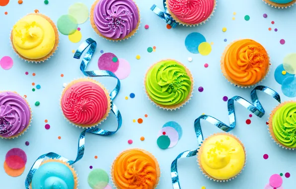 Картинка свечи, colorful, rainbow, cake, крем, Happy Birthday, colours, cupcake, celebration, кексы, cream, decoration, candle, День …