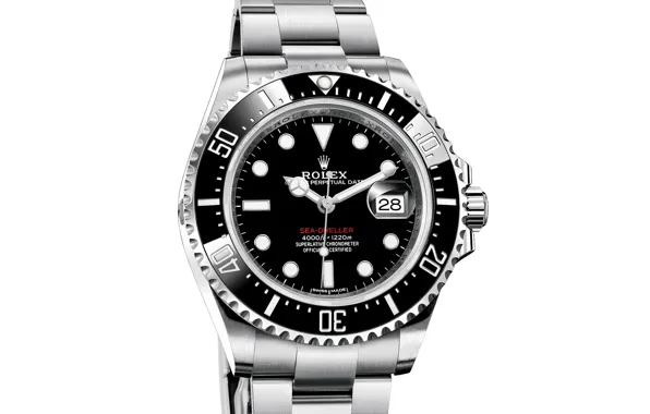 Картинка время, стрелки, часы, watch, хронометр, Rolex, фон белый, The Rolex Oyster Perpetual Sea-Dweller Ref