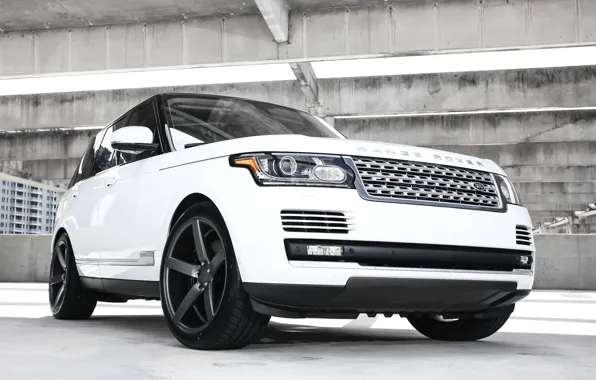 Картинка wheels, Range Rover, black, with, Vossen, roof, gloss, lowered, HSE, wrapped