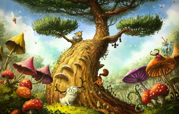 Картинка Illustrator, фрагмент, детская, Magic Tree, Tomek Larek